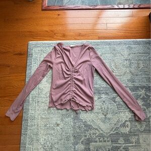 Ribbed Long Sleeve Top in Dusty Pink